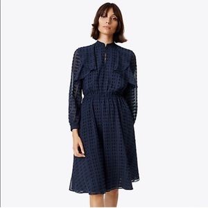 Tory Burch Navy/Blk Grace Silk Dress- sz 8 EUC